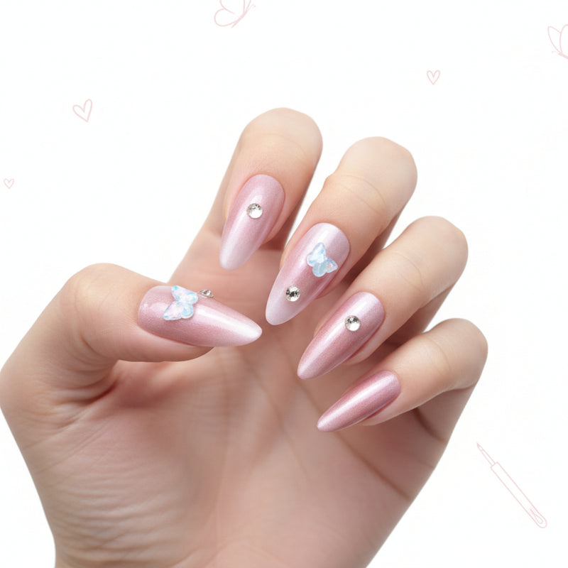 Beautiful Butterfly Charm Press On Nails - M Size - Project M Shop