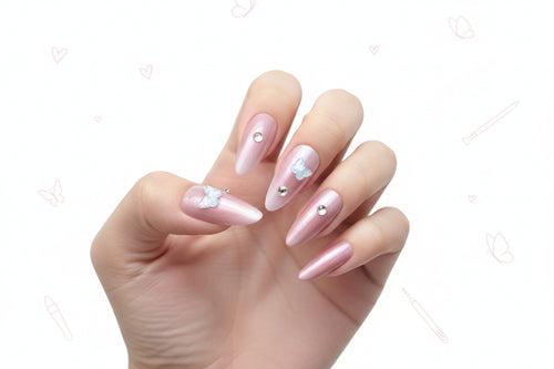 Beautiful Butterfly Charm Press On Nails - M Size - Project M Shop