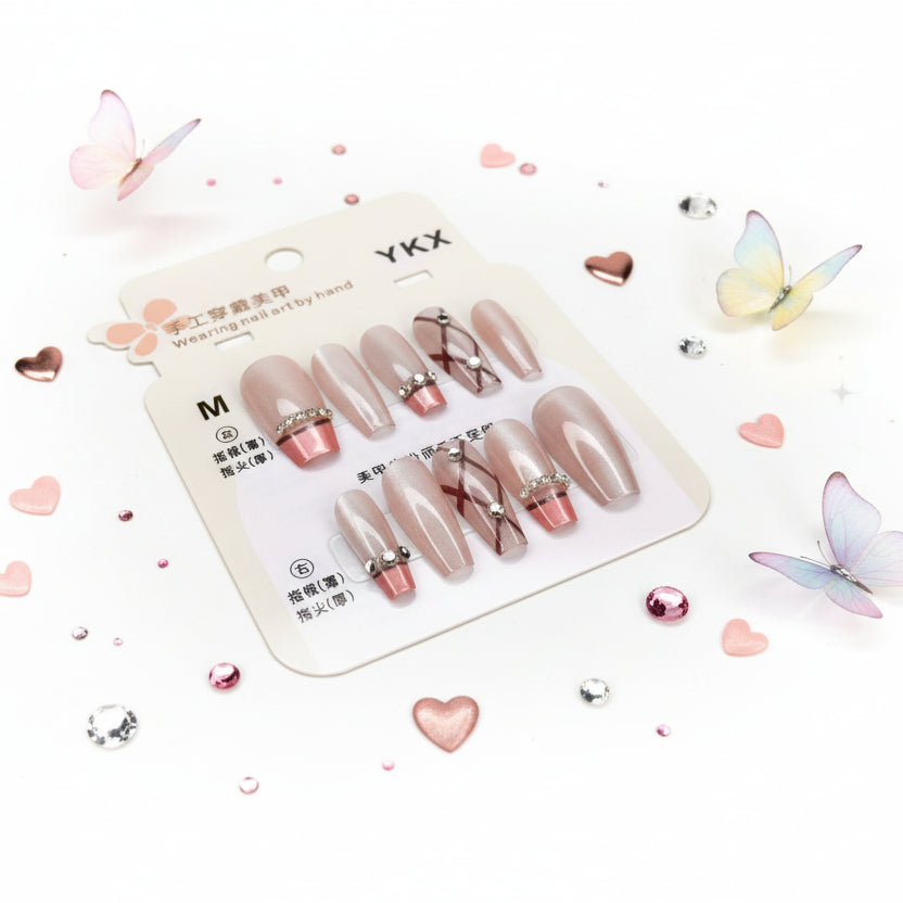 Pearl With Strap Beautiful Press-On Nail - Size M - Project M Shop