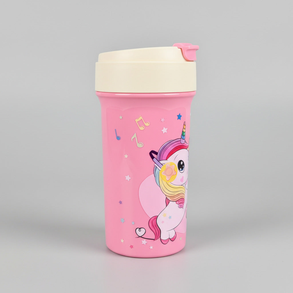 Pink Unicorn Printed Plastic Water Bottle For Kids - 400 ML - Project M Shop