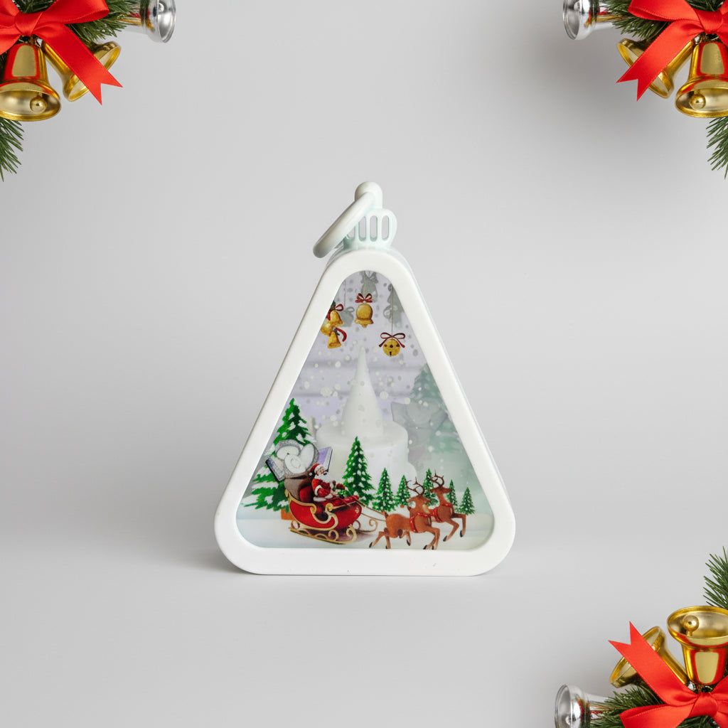 Christmas Triangle Shaped Lantern LED Light For Decoration - For Indoor Use (White) - Project M Shop