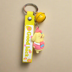 Pompompurin Keychain With Bell and Strap - PVC Rubber Accessory - Project M Shop