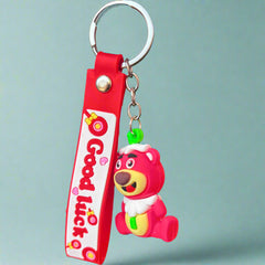 Red Bear Keychain with Strap - PVC Rubber Keychain - Project M Shop