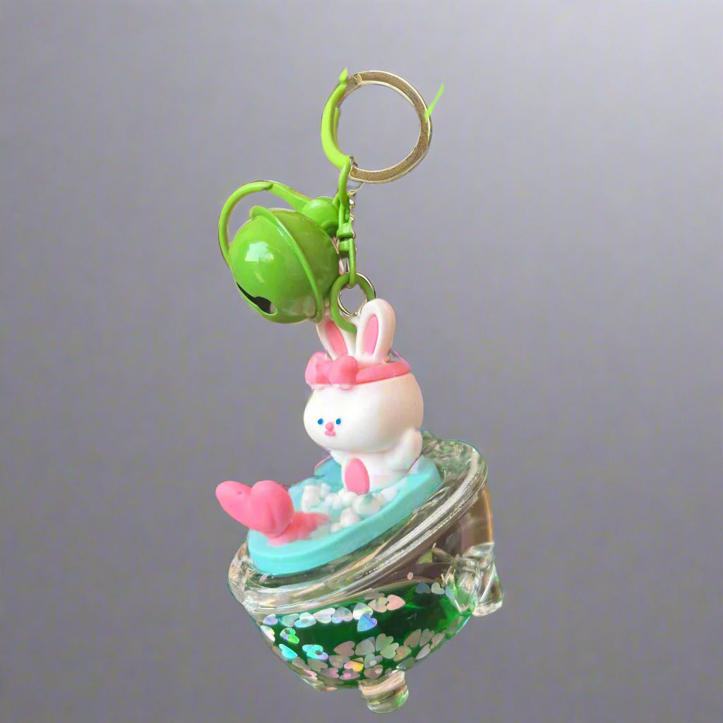 Pink Cinnamoroll Acrylic Keychain with Bell – Glossy Charm