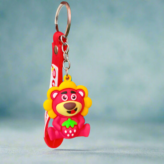 Red and Yellow Bear Keychain with Strap - PVC Rubber Design - Project M Shop