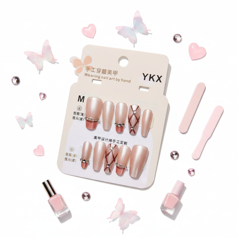 Pearl With Strap Beautiful Press-On Nail - Size M - Project M Shop