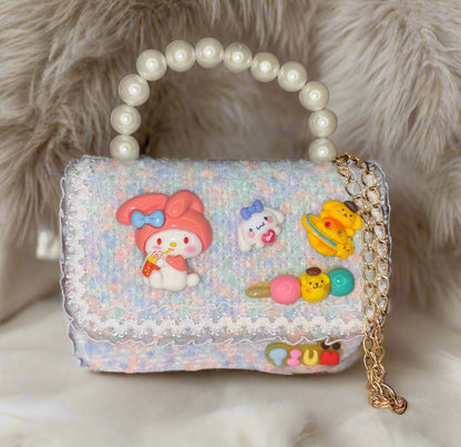 Children's Pearl Hand Sling Bag with Sanrio Cartoon and Free Keychain - Project M Shop