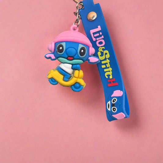 Stitch Scooter Keychain - PVC Rubber Keychain with Strap - Project M Shop