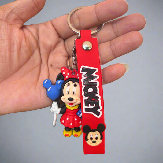 Minnie Mouse Keychain with Balloon PVC Rubber and Strap - Project M Shop
