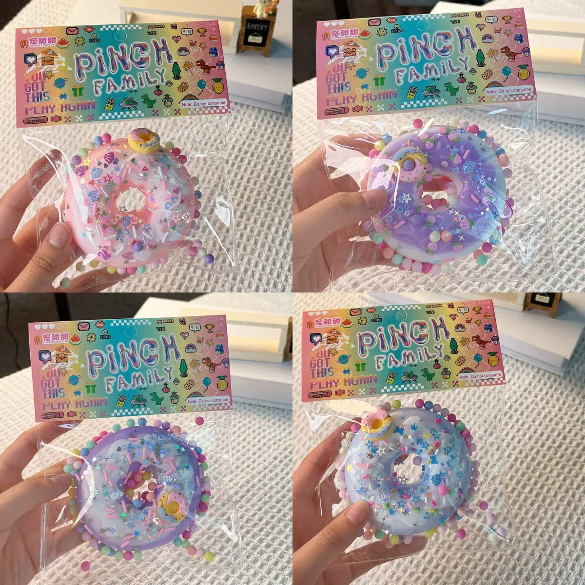 Donut Squishy Toy - Set of 3 | Sparkle Stress Relief Squishies - photo 2