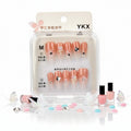 Flower Pattern With Charm Press-On Nails - Size M - Project M Shop