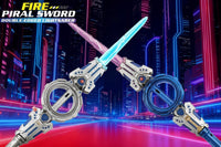 Double Headed Lightsaber Toy - Telescopic with LED Lights and Rotating Handle in Silver Color