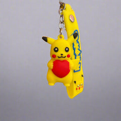 Pikachu Heart Keychain - PVC Rubber Keychain with Strap - Project M Shop