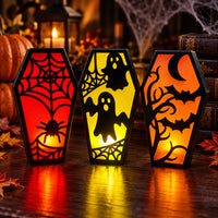 Coffin Style Scary Halloween Light Box - Set of 3 | Spooky Decor