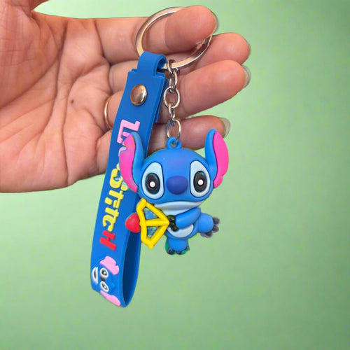 Stitch Keychain with Strap - PVC Rubber Design