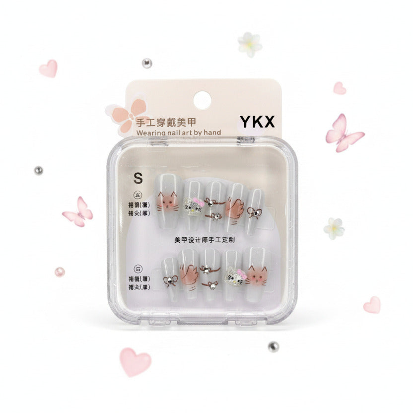Kitty With Charm Cute & Funky Press-On Nails - Size S - Project M Shop