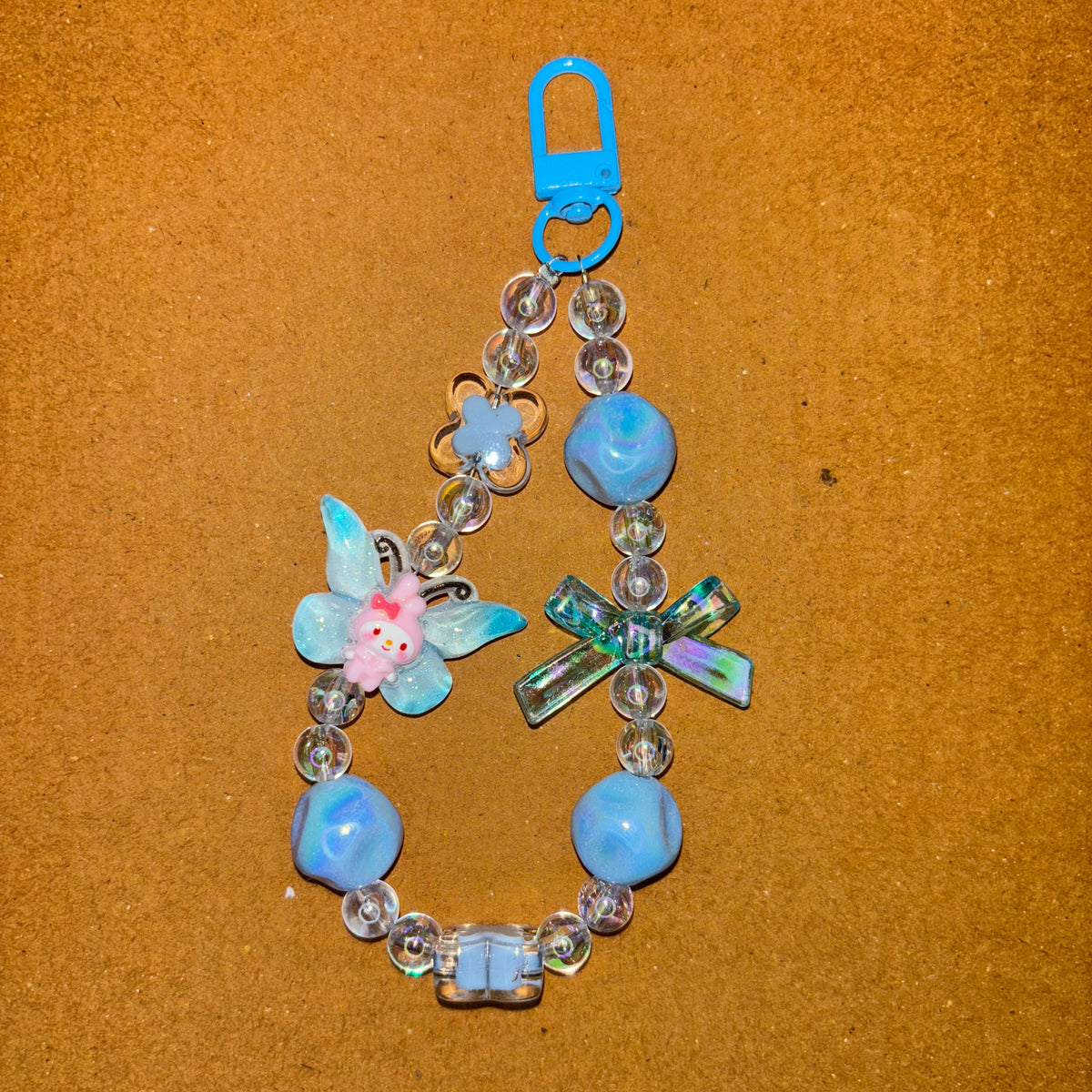 Blue & Pink Wing Beads Charm – Two-Tone Bag Accessory