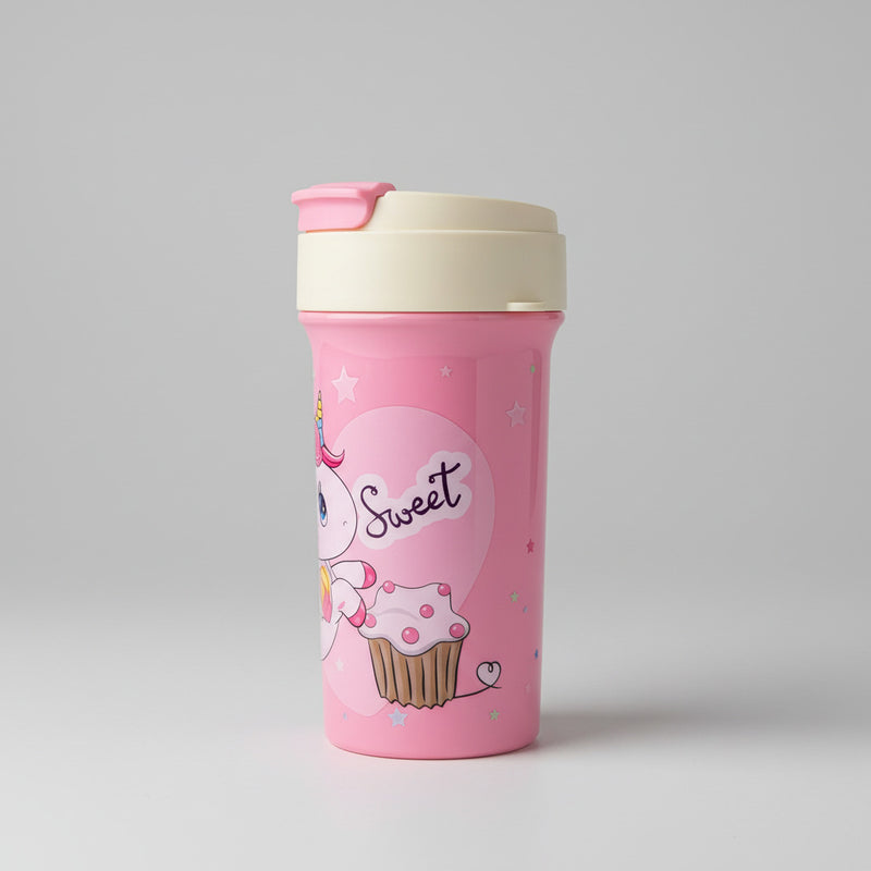 Pink Unicorn Printed Plastic Water Bottle For Kids - 400 ML - Project M Shop