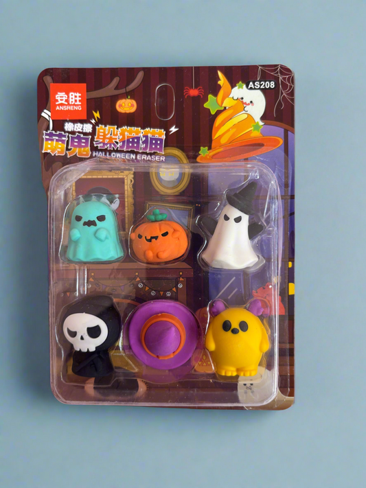Halloween Ghost Shaped Eraser Set - 6 Pieces - Project M Shop