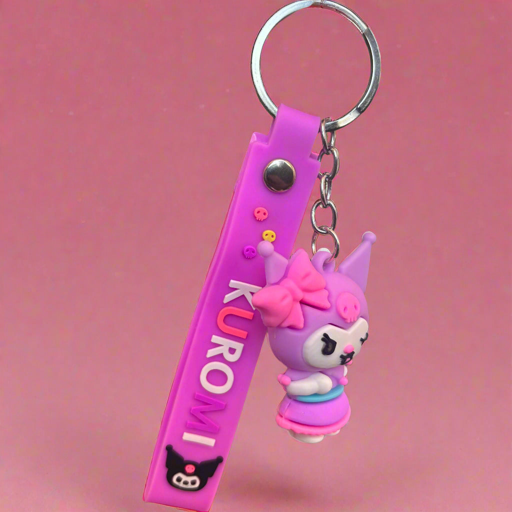 Kuromi PVC Keychain - Purple Rubber Keychain with Strap - Project M Shop