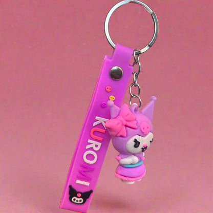 Kuromi PVC Keychain - Purple Rubber Keychain with Strap - Project M Shop
