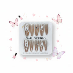 Charming Red Butterfly Long Press-On Nails - Size S - Project M Shop