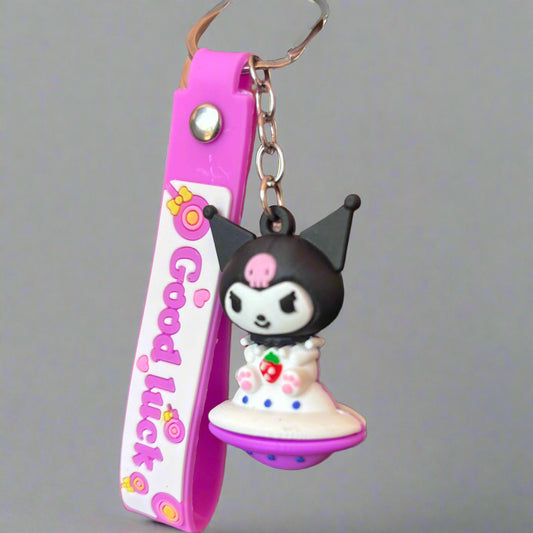 Kuromi Rubber Keychain with Strap - PVC Collectible - Project M Shop