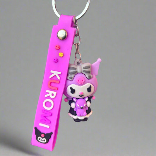 Kuromi Keychain PVC Rubber Bohemian Style with Strap - Project M Shop