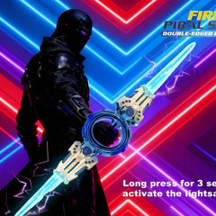 Double Headed Telescopic Light Saber Toy With LED Lights and Rotating Handle - Silver Color - Project M Shop