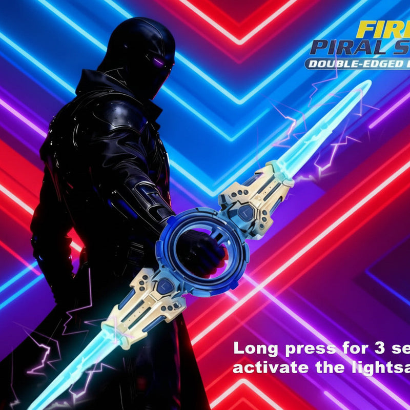 Double Headed Telescopic Light Saber Toy With LED Lights and Rotating Handle - Silver Color - Project M Shop