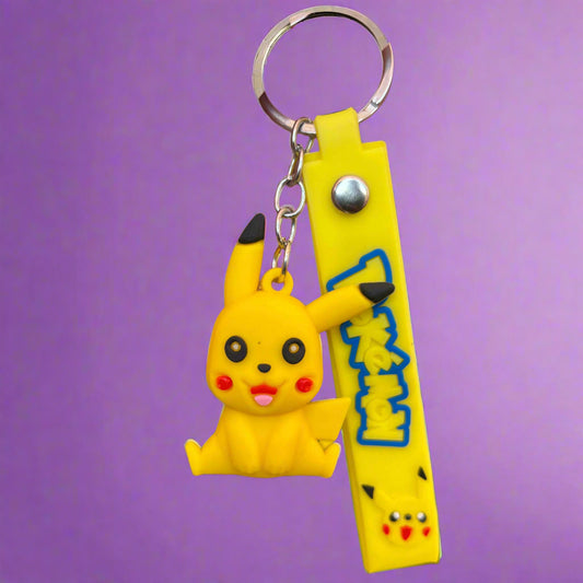 Jumping Pikachu Keychain PVC Rubber with Strap - Project M Shop
