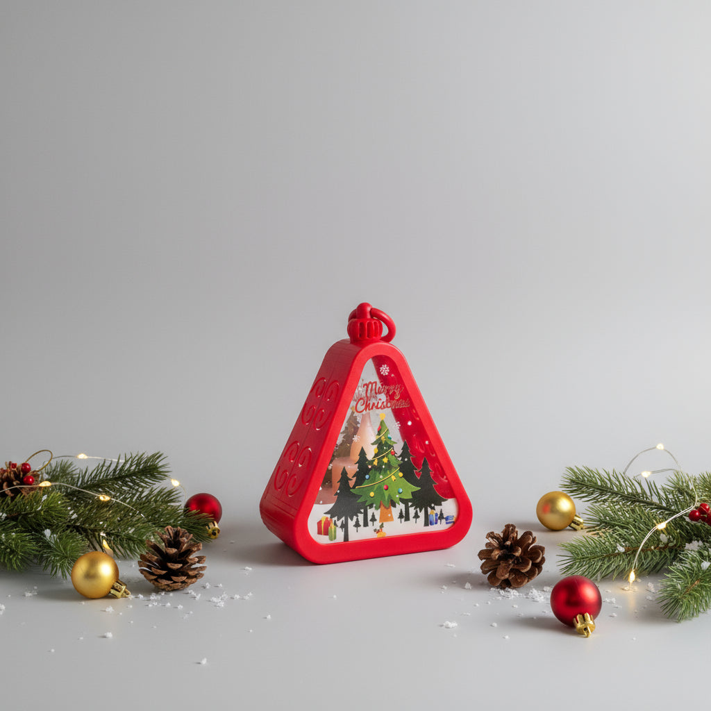 Christmas Tree Triangle Shaped Lantern LED Light For Decoration - For Indoor Use (Red) - Project M Shop