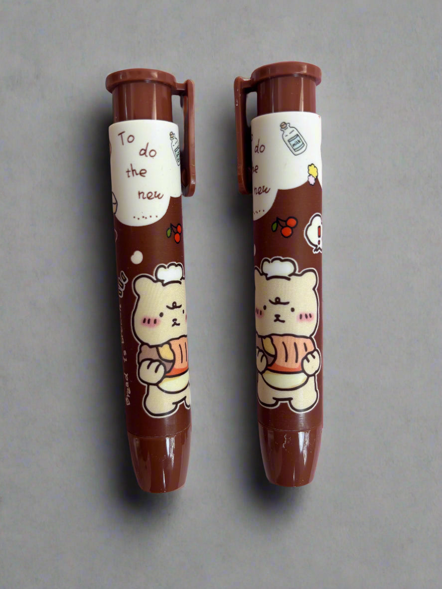 Brown Bear Pen & Eraser Combo – Set of 2 School Stationery