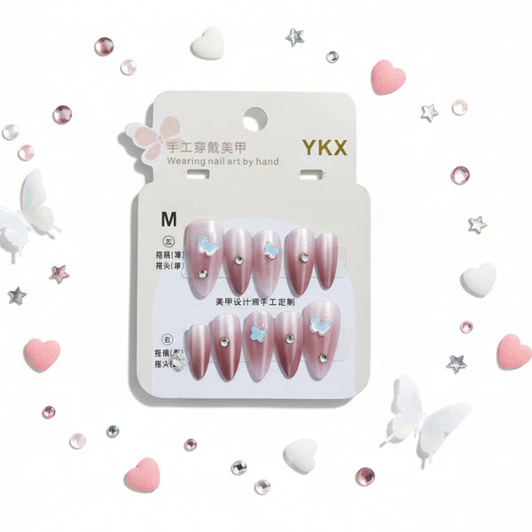 Beautiful Butterfly Charm Press On Nails - M Size - Project M Shop