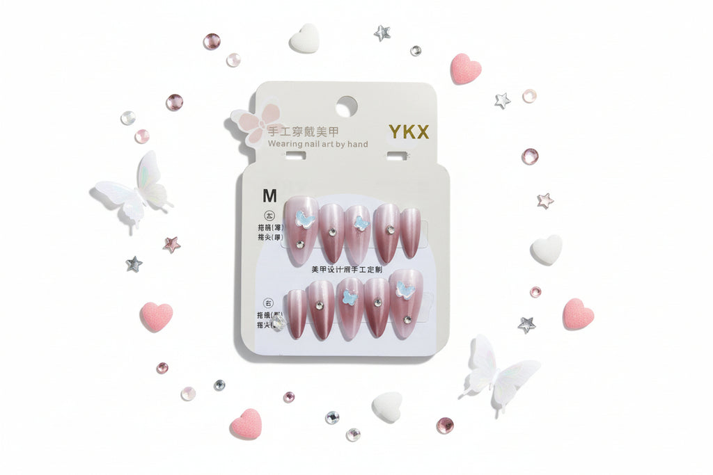Beautiful Butterfly Charm Press On Nails - M Size - Project M Shop