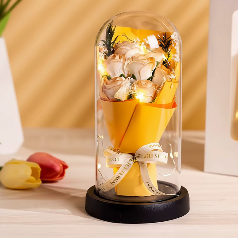 Artificial Soap Rose Acrylic Dome Glass For Valentine's day or Gifting - Project M Shop