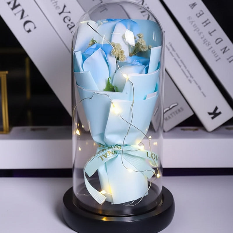 Artificial Soap Rose Acrylic Dome Glass For Valentine's day or Gifting - Project M Shop