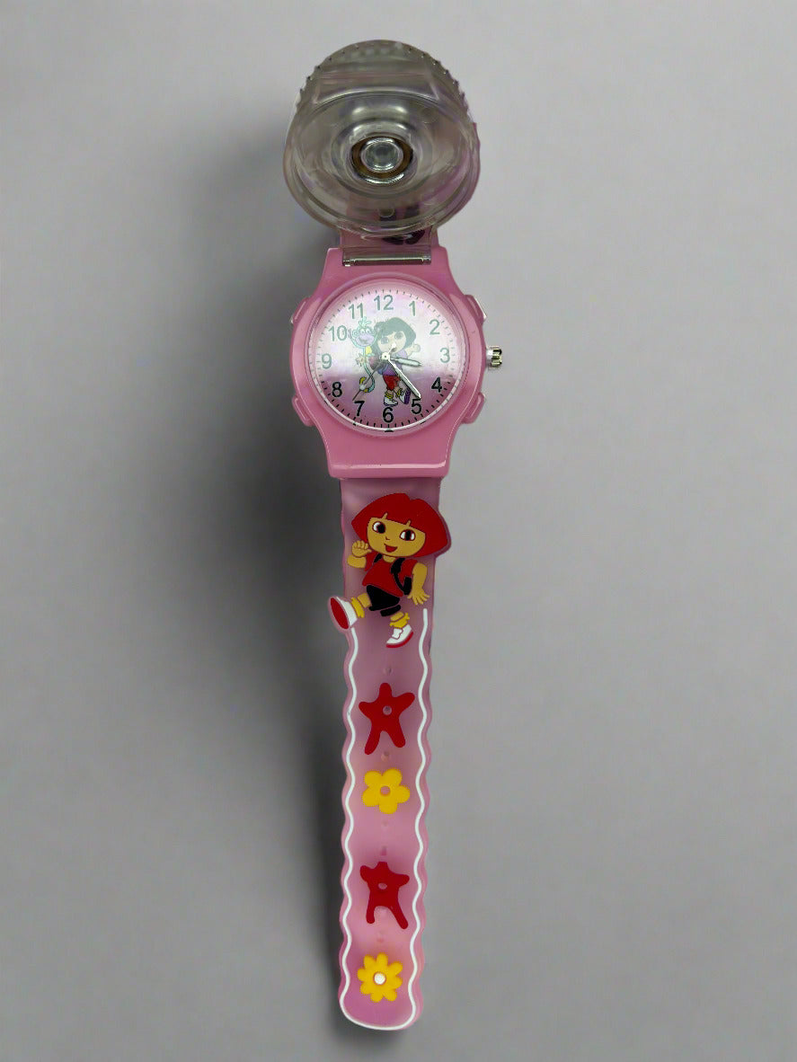 Cartoon style spinning and glowing analog watches for kids - 1 Piece (Random Color) - Project M Shop