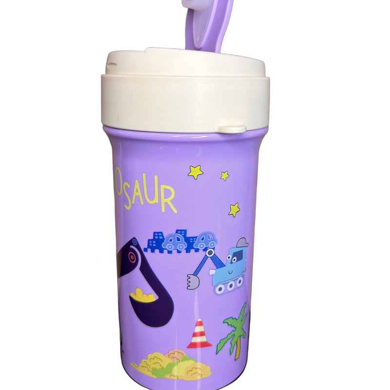 Dinosaur Printed Plastic Water Bottle For Kids - 400 ML - Project M Shop