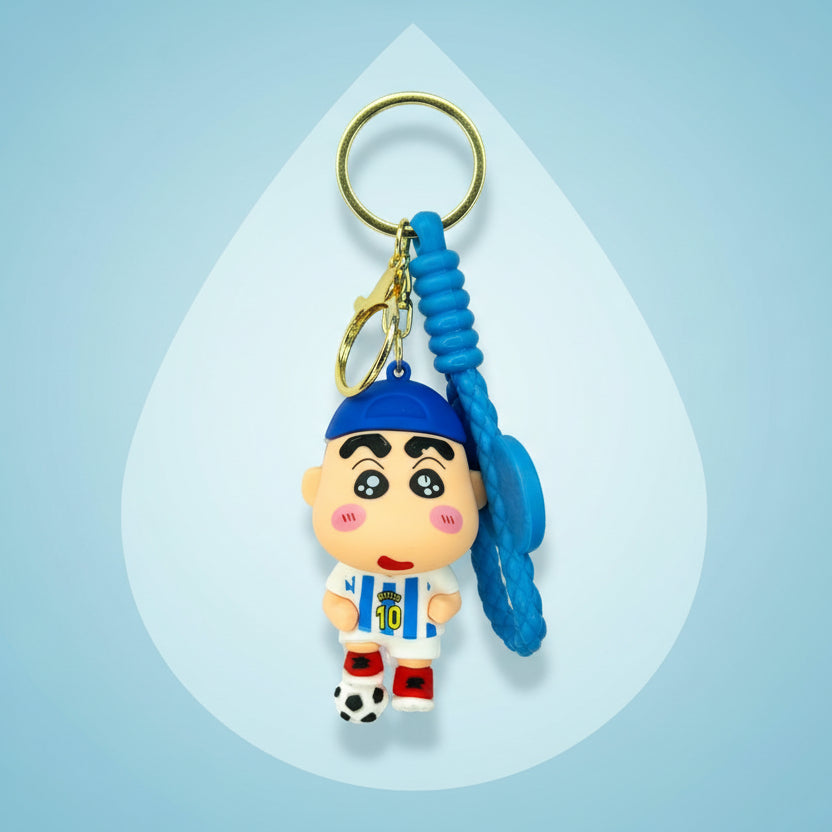 Blue Cap Shin-chan Football Keychain - Premium PVC Keychain - Project M Shop