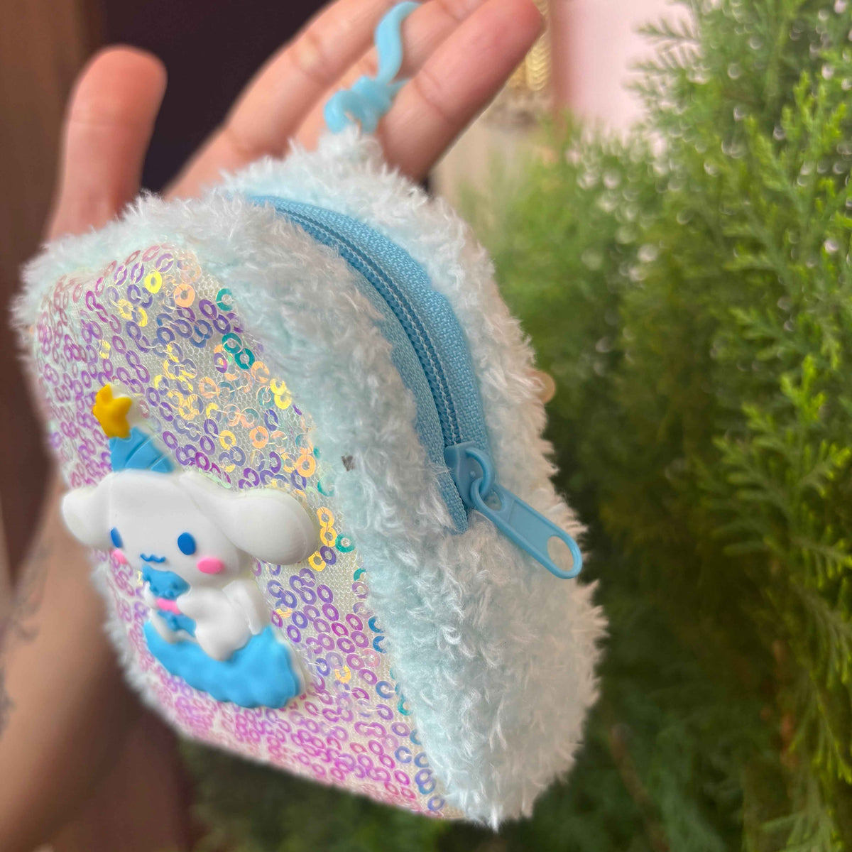 Cinnamoroll Fluffy Coin Purse Keychain – Mini Wallet Charm