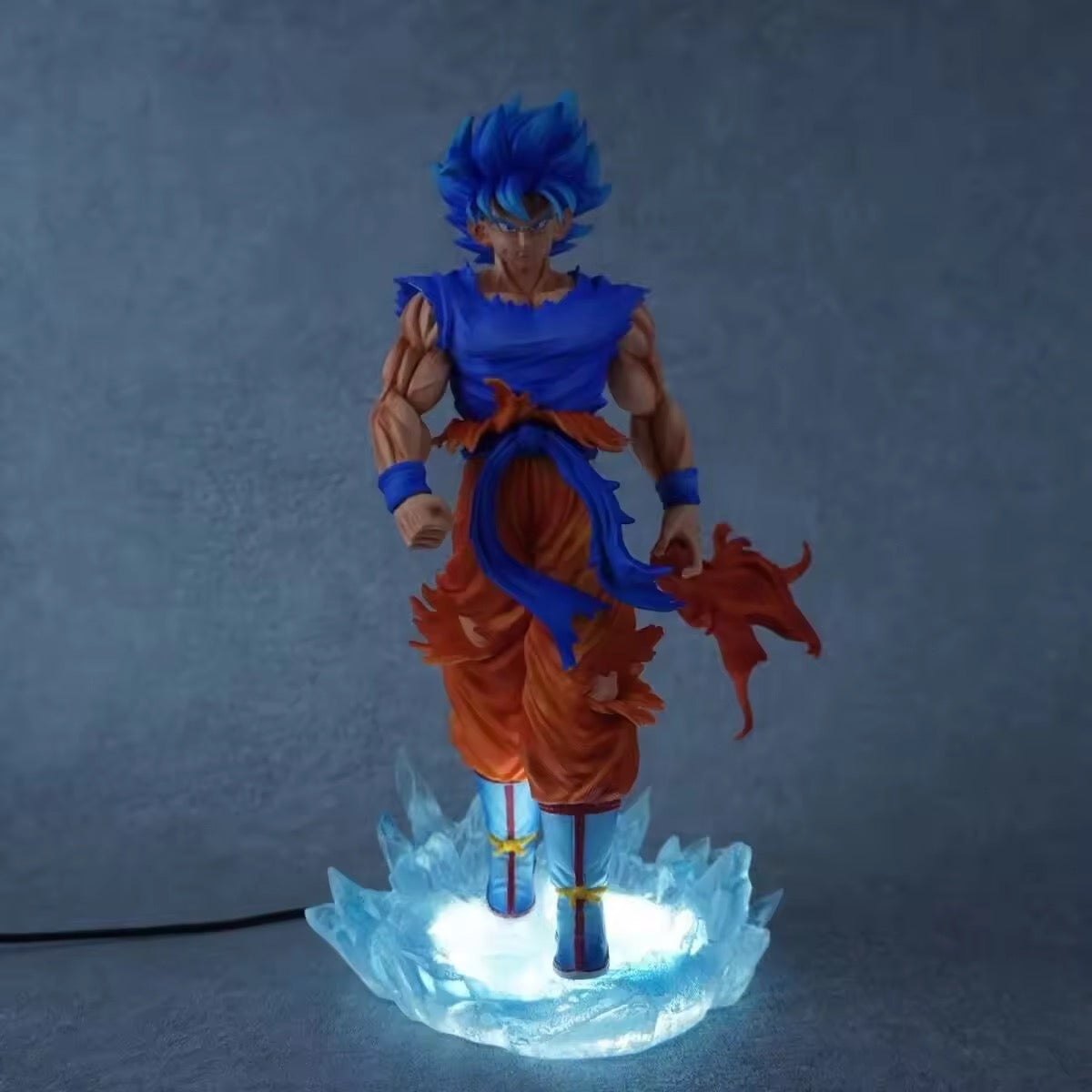 Dragon Ball Z DBZ Goku Dual Head LED Blue PVC Anime Figure For showpiece or decoration