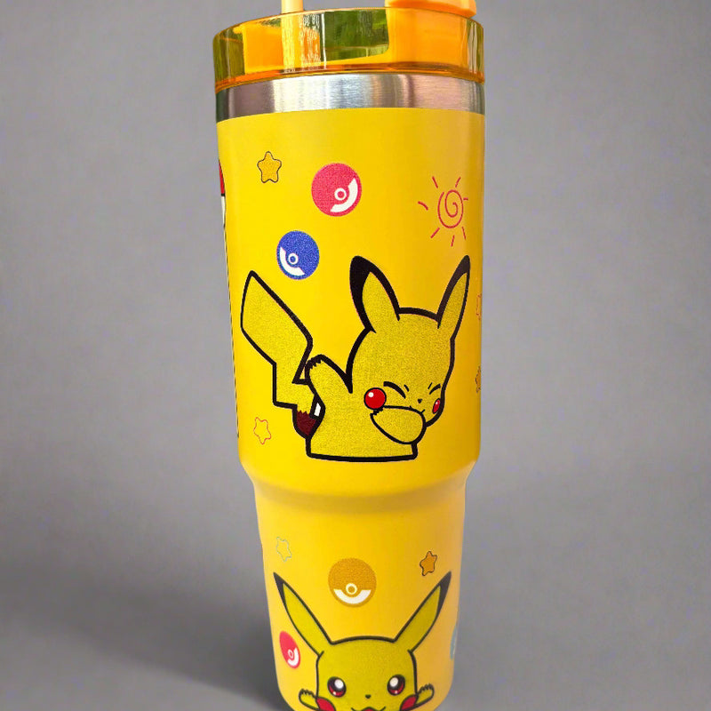 Pikachu Stainless Steel Tumbler - 900 Ml Pokémon Drinkware - Project M Shop