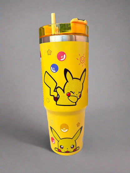 Pikachu Stainless Steel Tumbler - 900 Ml Pokémon Drinkware - Project M Shop