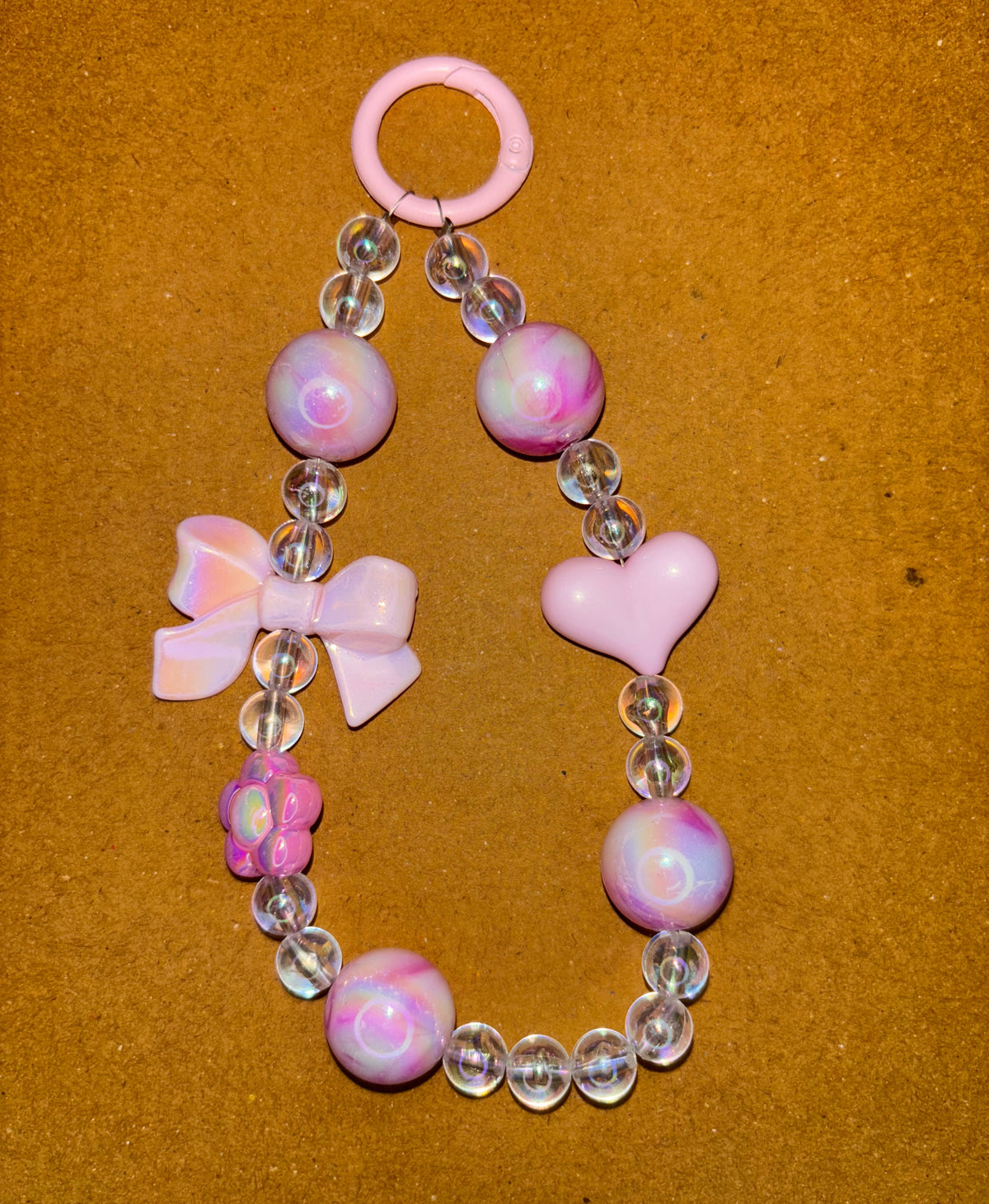 Pink Heart Hair Tie & Bag Charm – 2-in-1 Accessory