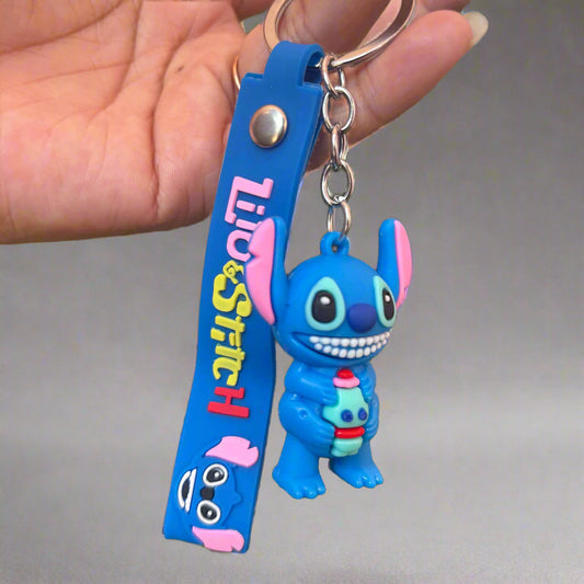 Smiling Stitch Keychain with PVC Rubber Strap - Project M Shop