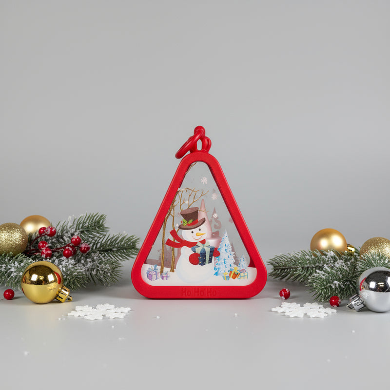 Snow-man Triangle Shaped Lantern LED Light For Decoration - For Indoor Use (Red) - Project M Shop