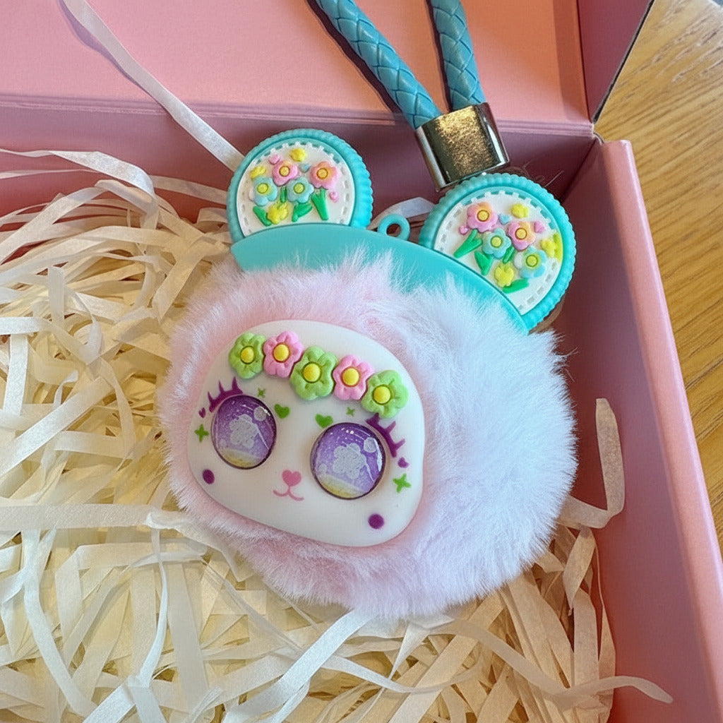 Soft Cute Bear Faux Fur Plush Ball Dolls Pendant & Charm - Random Design/Color - Project M Shop