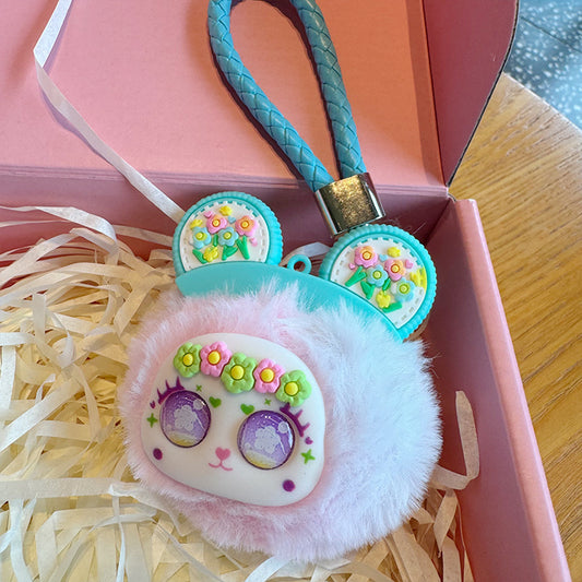 Soft Cute Bear Faux Fur Plush Ball Dolls Pendant & Charm - Random Design/Color - Project M Shop