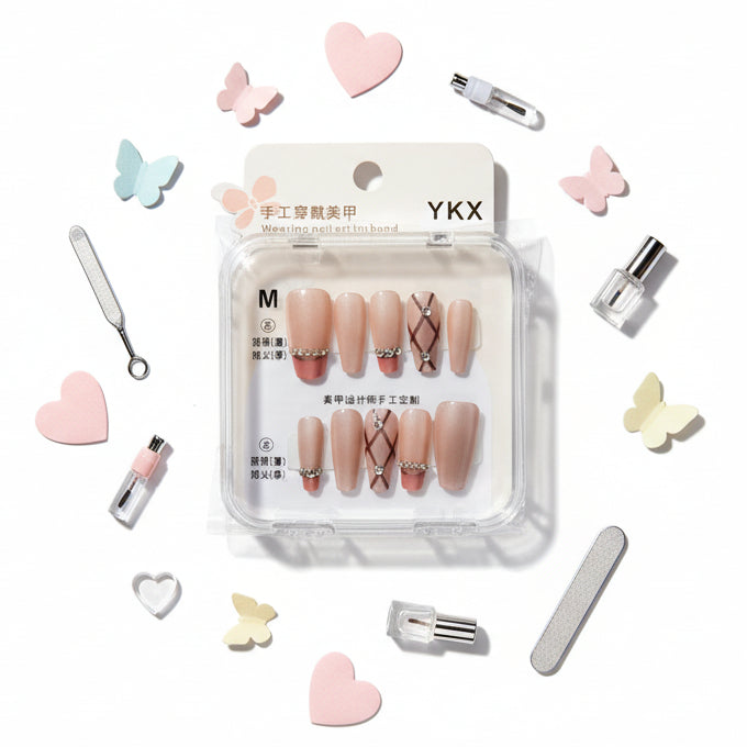 Pearl With Strap Beautiful Press-On Nail - Size M - Project M Shop